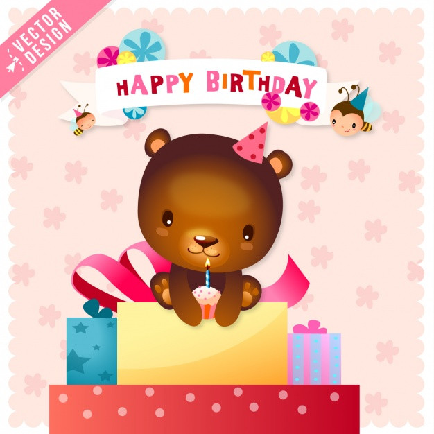 Cute Birthday Card
 Cute birthday card with a bear Vector
