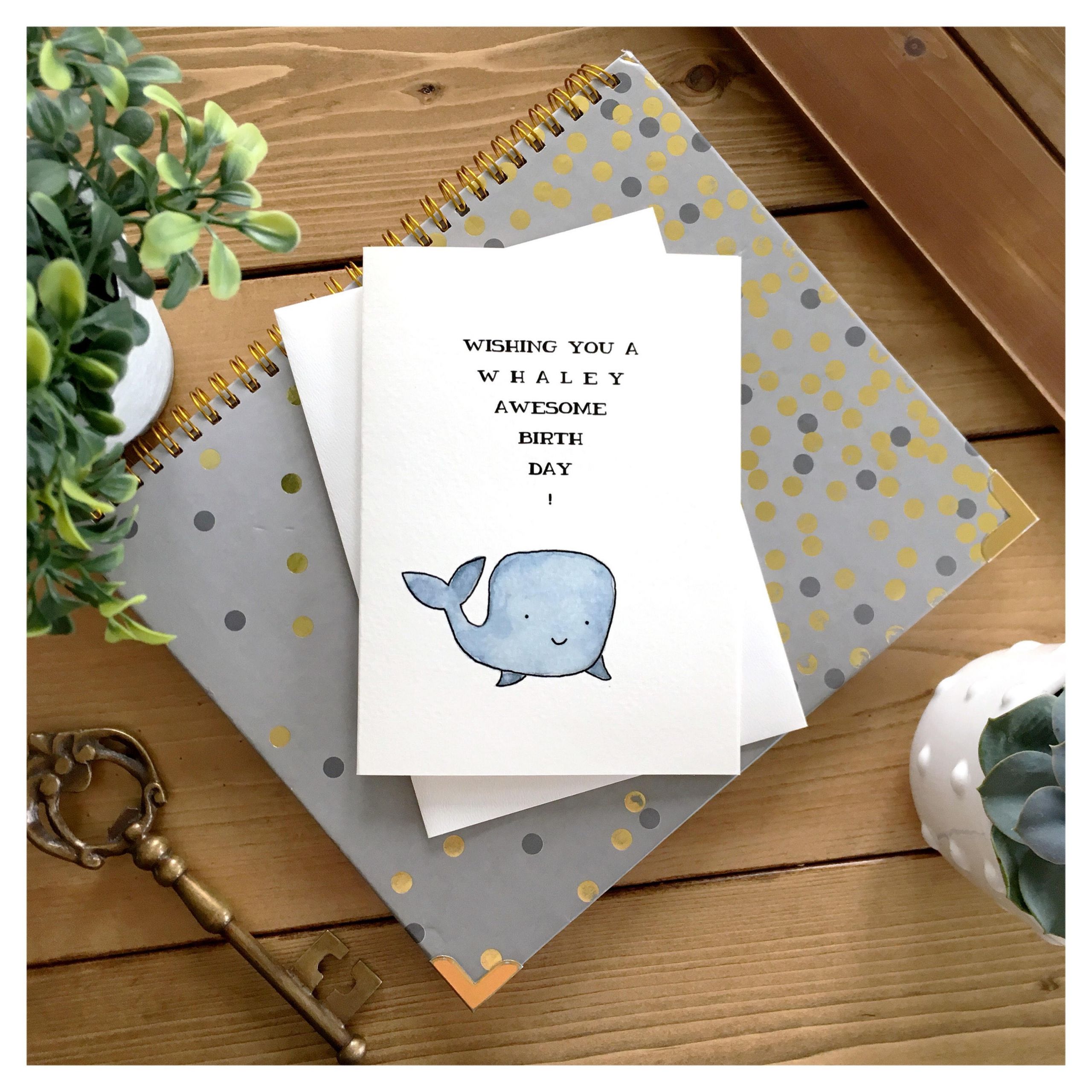 Cute Birthday Card
 Whale Birthday Card cute card whale card pun card cute