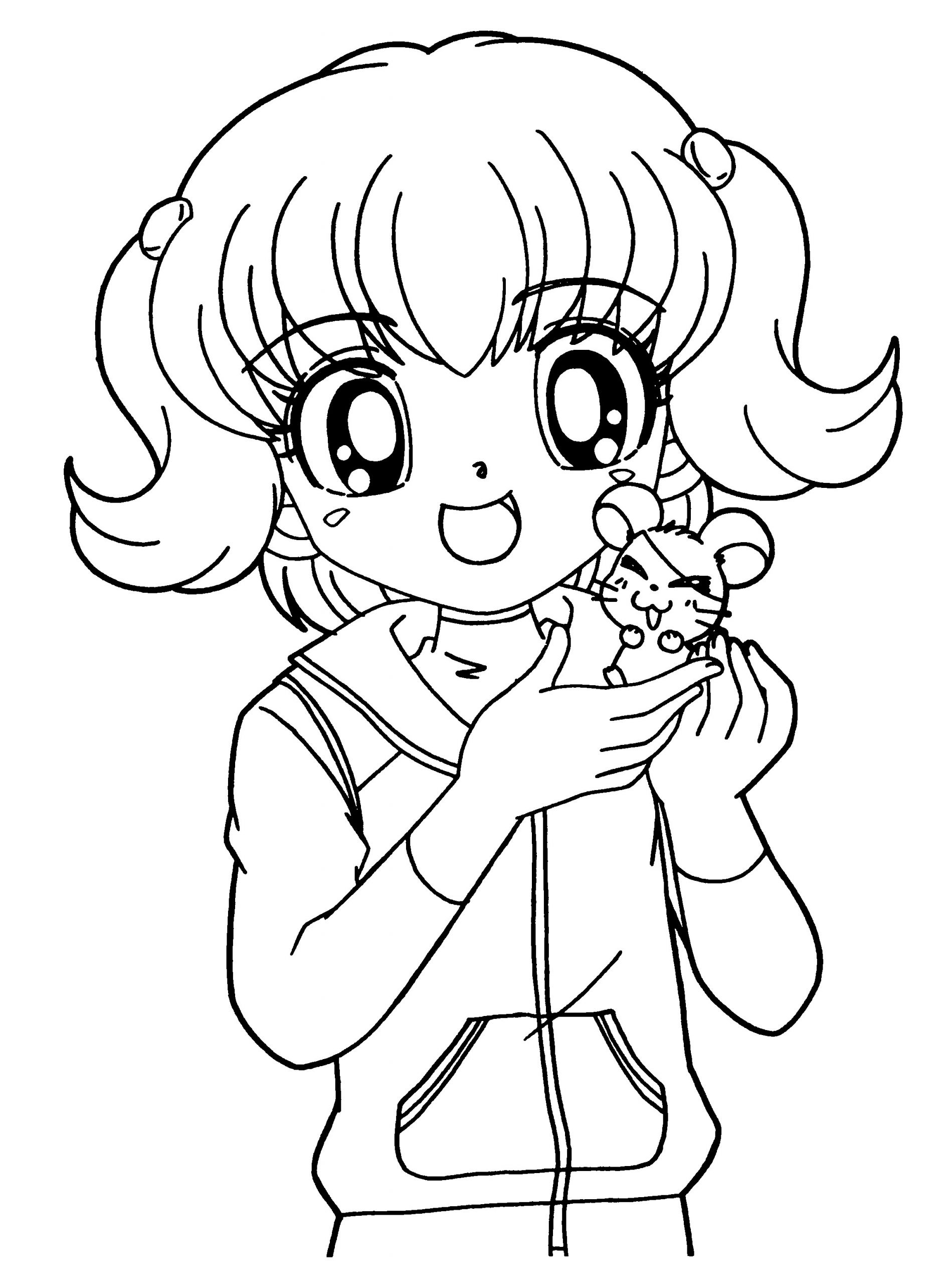 Cute Coloring Pages For Girls
 Cute Anime Girl Coloring Pages to Print
