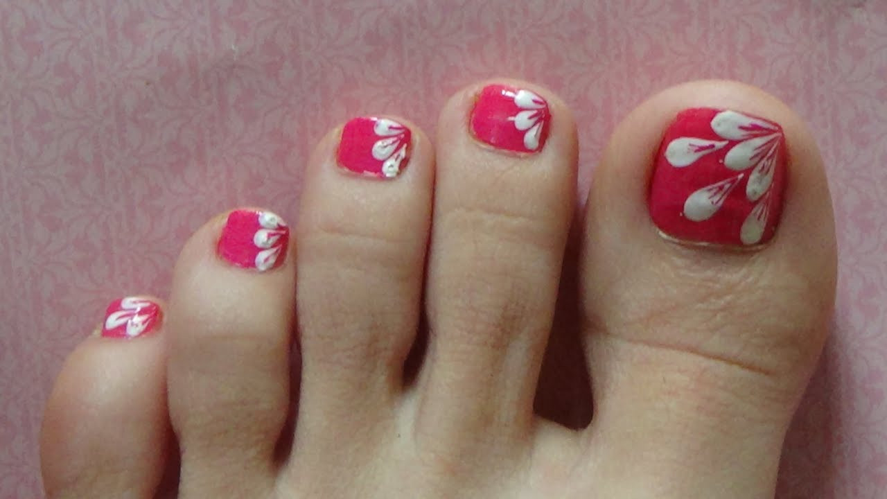 Cute Easy Nail Art
 White Flower Petals Easy Design For Toe Nails Nails With