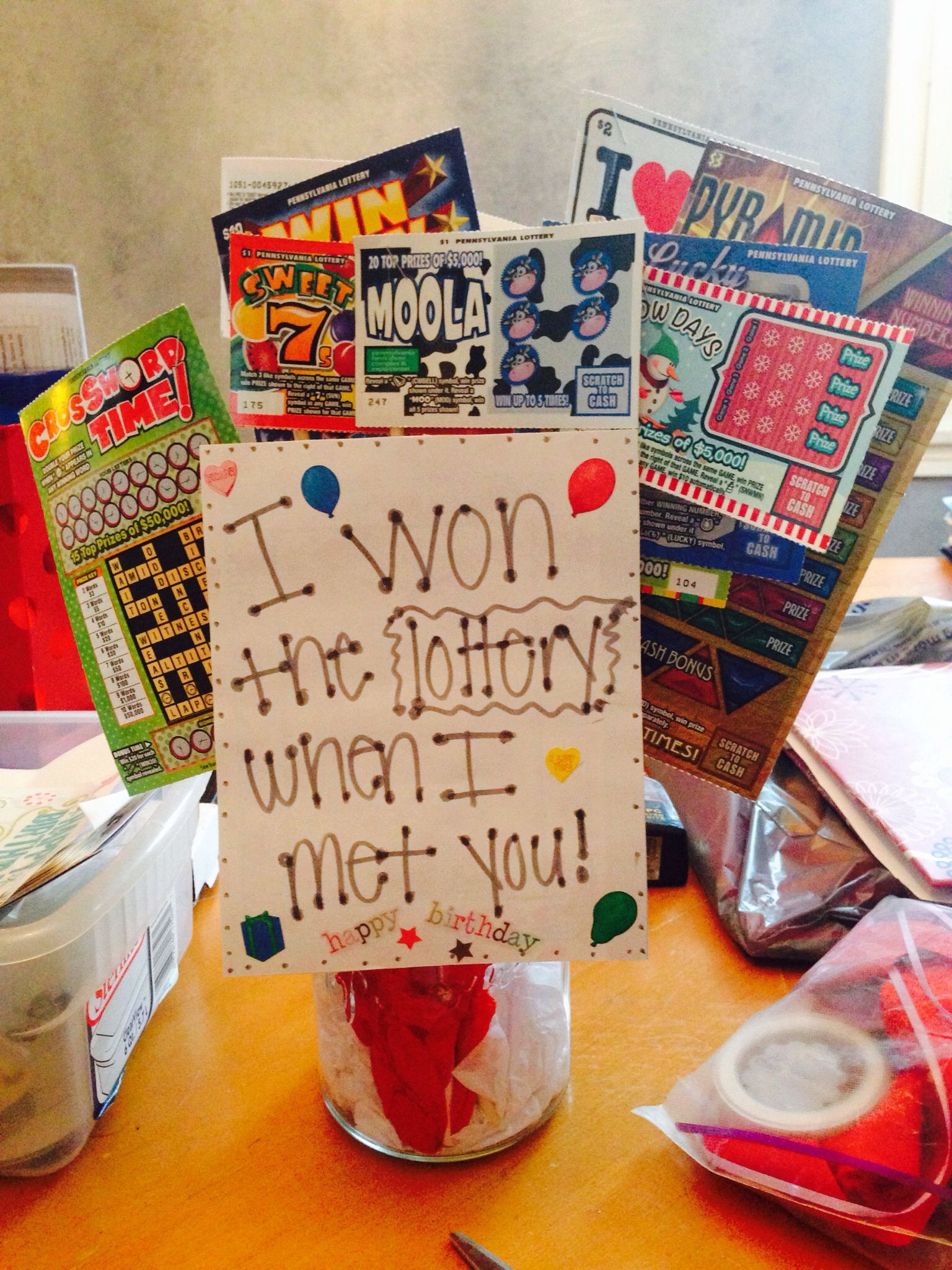 Cute Gift Ideas For Boyfriends Birthday
 Lottery tree for my boyfriends birthday "I won the
