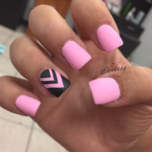 Cute Matte Nail Colors
 50 Beautiful Pink and Black Nail Designs 2017