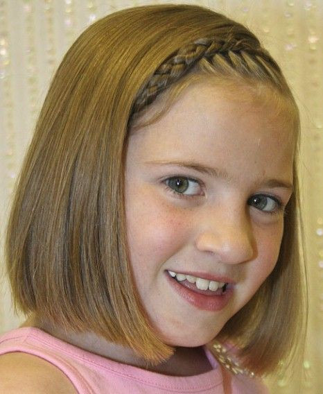 Cute Short Hairstyles For Kids
 Straight Blunt Haircut with Braid Short Hairstyles for