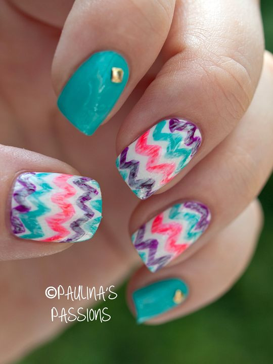 Cute Spring Nail Colors
 Colorful And Cute Chevron Nail Designs For The Summer