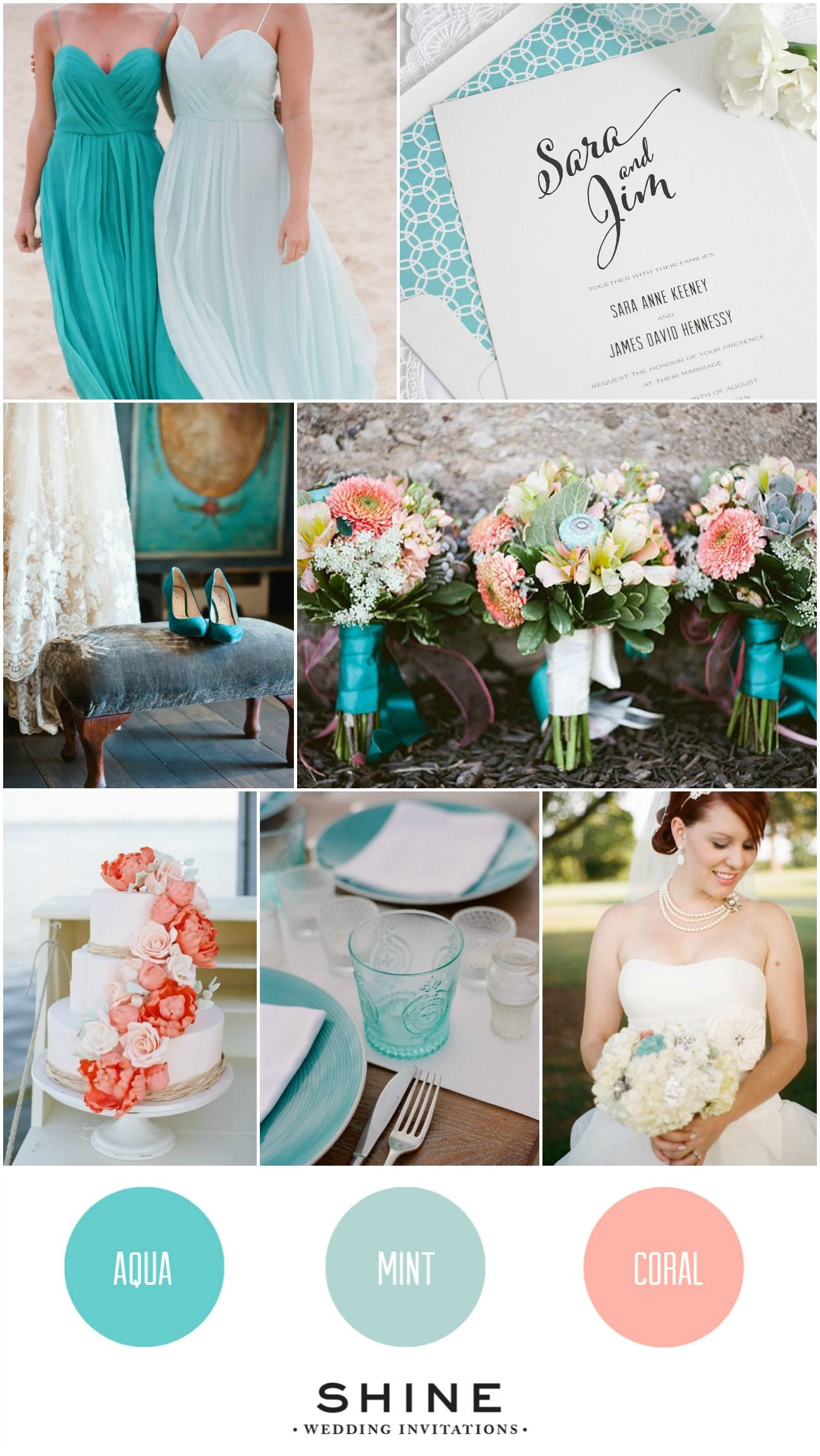Cute Wedding Colors
 Aqua Coral Mint Wedding Inspiration