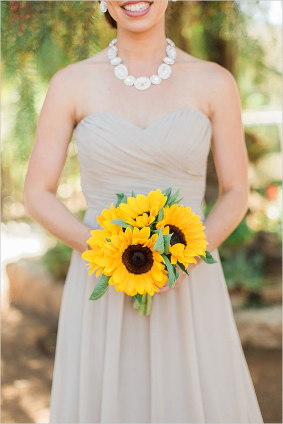 Cute Wedding Colors
 Bouquet Roundup – 15 Whimsical Sunflower Wedding Bouquets