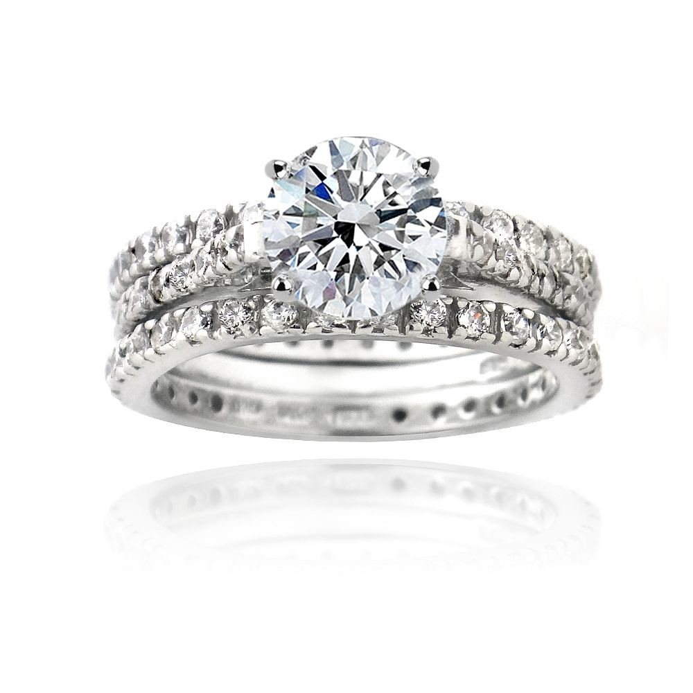 Cz Wedding Ring Sets
 925 Silver 2ct CZ Engagement & Bridal Wedding Ring Set