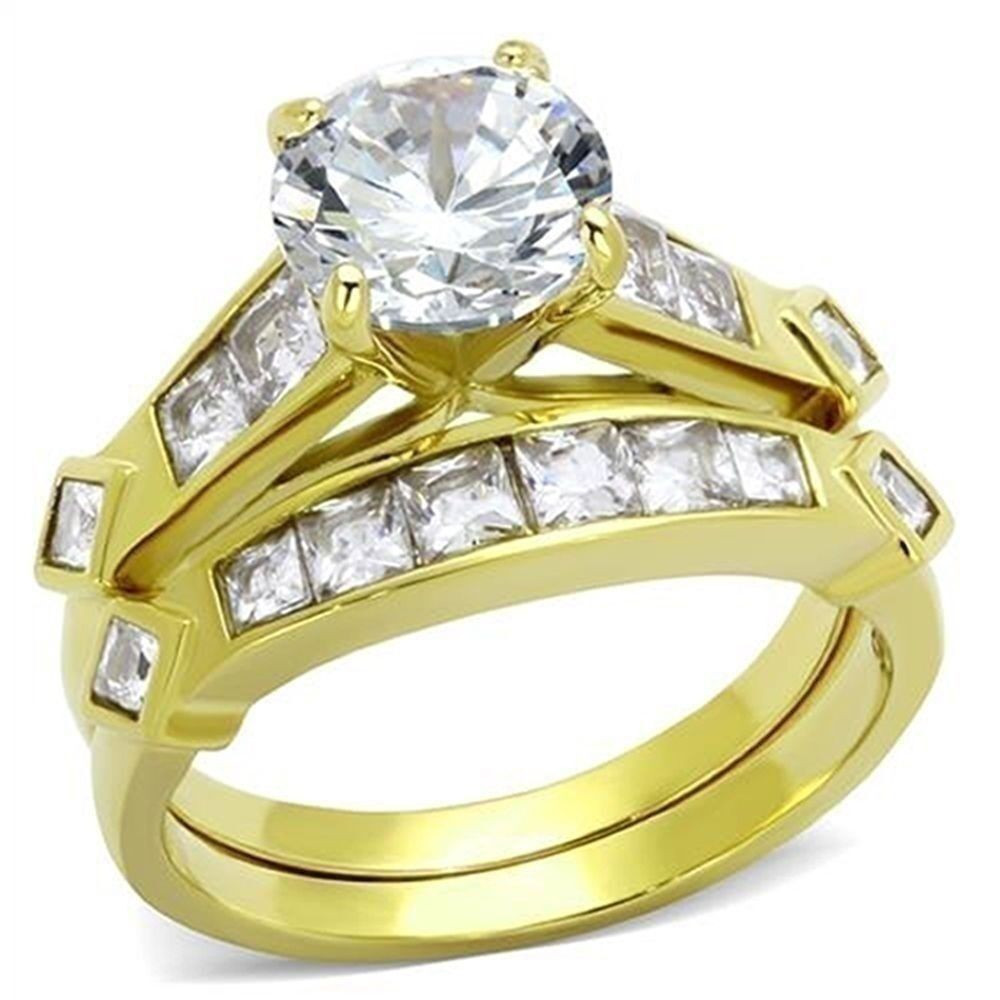 Cz Wedding Rings
 Women s 3 15 CT Round CZ 14K Gold Plated Bridal Engagement