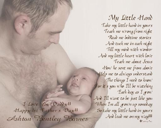Dad And Baby Quotes
 Daddy s First Father s Day Gift from Baby "My Little Hand