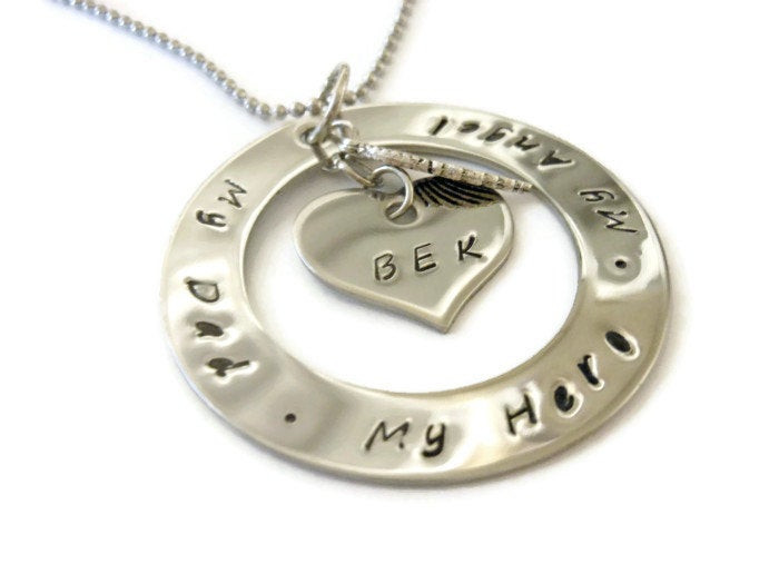 Dad Memorial Necklace
 Dad Memorial Necklace Hand Stamped for Women or Men with