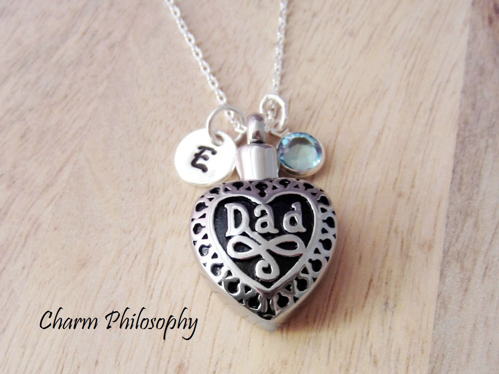 Dad Memorial Necklace
 Dad Memorial Necklace Hollow Heart Pendant Keepsake