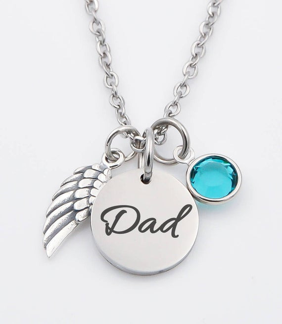 Dad Memorial Necklace
 Stainless steel dad memorial necklace dad mom in memory of