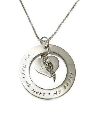 Dad Memorial Necklace
 Dad Memorial Necklace Hand Stamped for Women or Men with