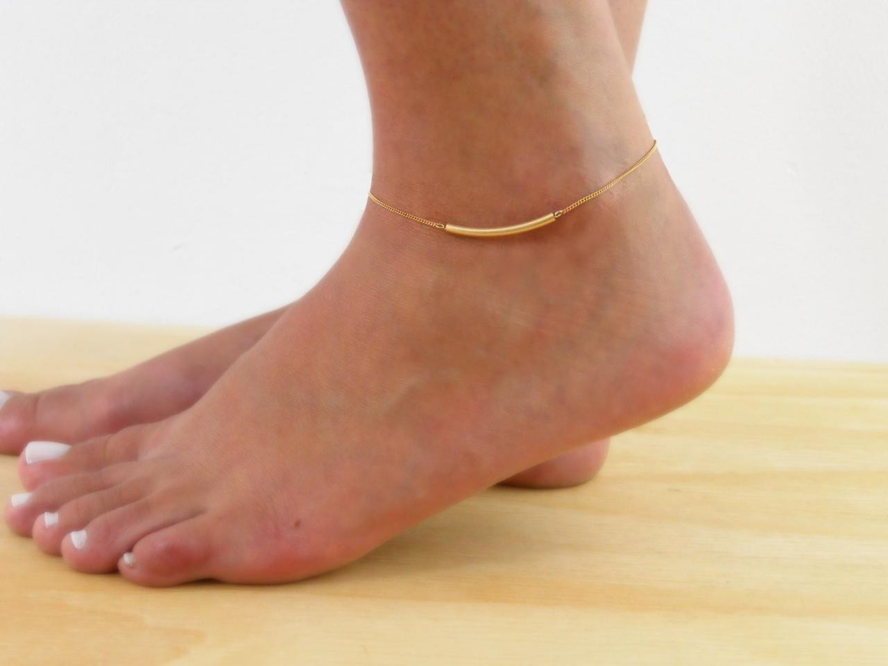 Dainty Anklet
 Tube Anklet Gold Filled Tube Anklet Dainty Gold Anklet