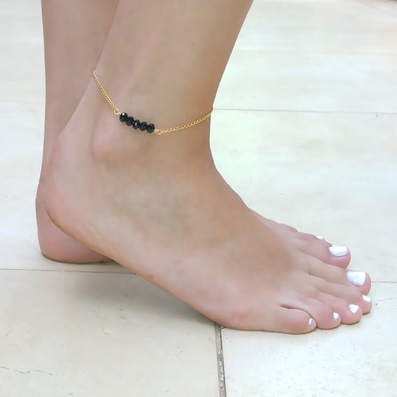 Dainty Anklet
 Dainty Anklet Black beads Anklet ankle bracelet by baronykajd