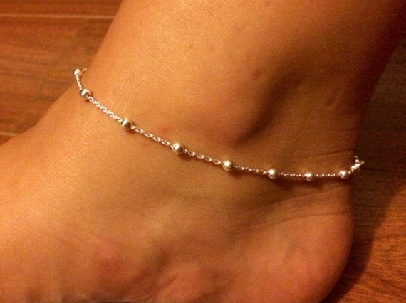 Dainty Anklet
 Dainty Anklet Sterling Silver Chain & Bead by