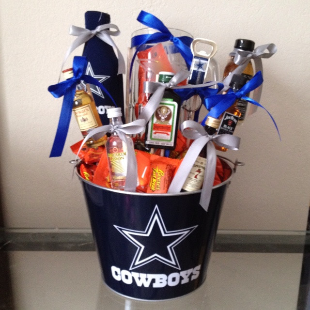 Dallas Cowboys Gift Basket Ideas
 Drink basket I made this for my husband for valentines