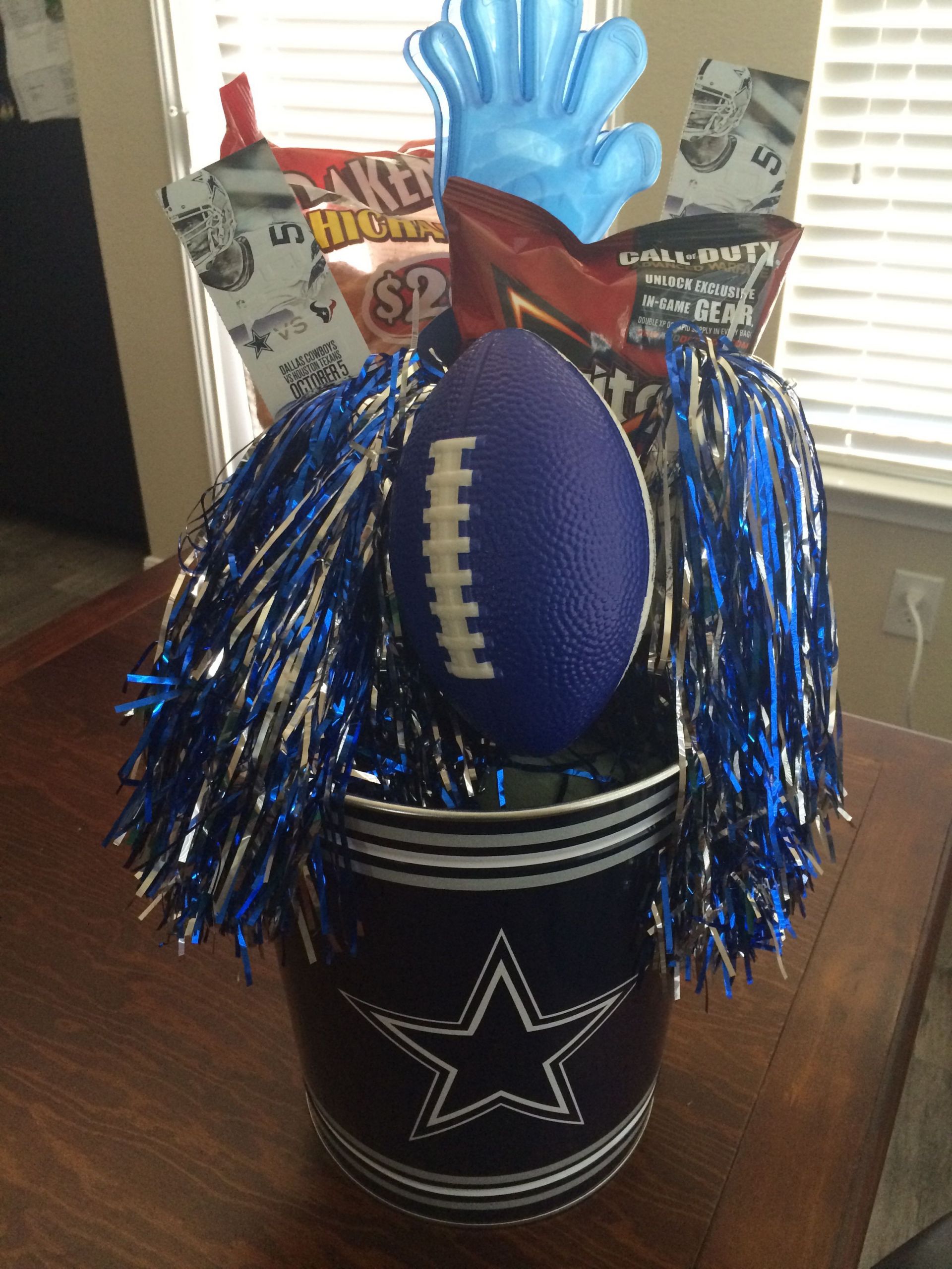 Dallas Cowboys Gift Basket Ideas
 Dallas Cowboys Football t basket I made for my