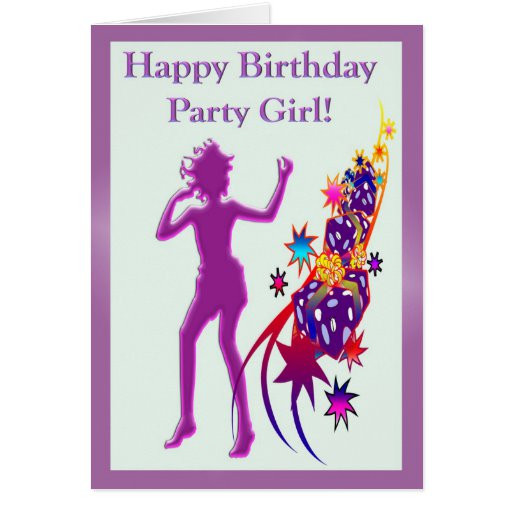 Dancing Birthday Card
 Happy Birthday Party Dancing Girl Greeting Card
