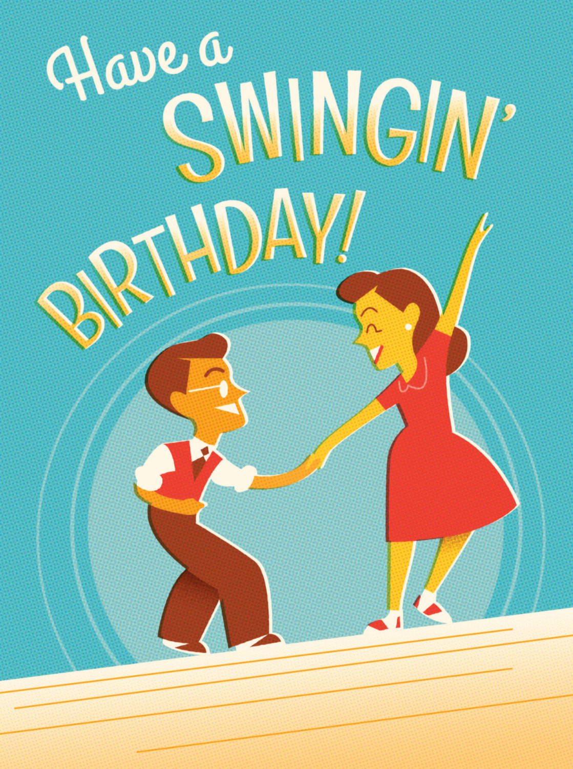 Dancing Birthday Card
 Retro blank Birthday card for Swing dance lovers