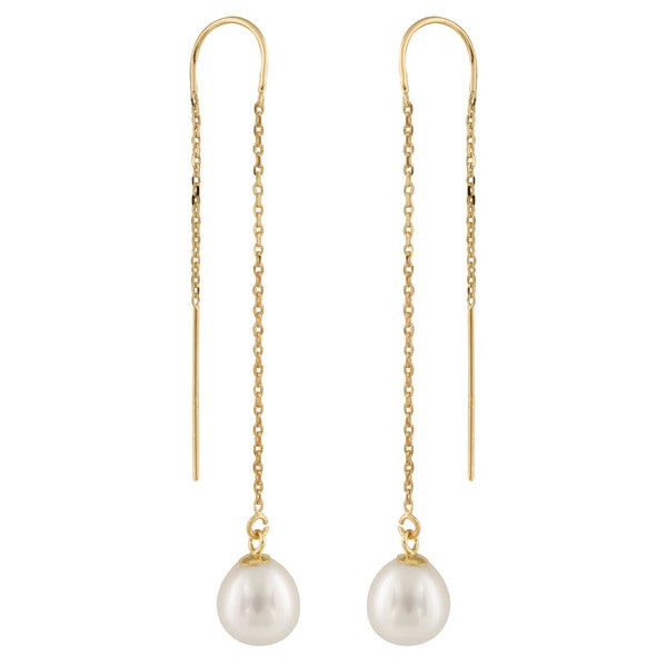 Dangling Pearl Earrings
 Shop 14k Yellow Gold Freshwater Pearl Long Dangle Earrings