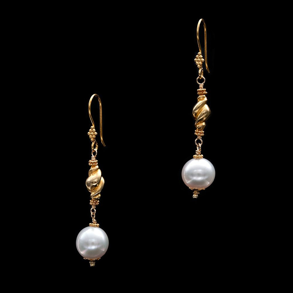 Dangling Pearl Earrings
 South Sea Pearl 14k and 18k Gold Dangle Earrings from