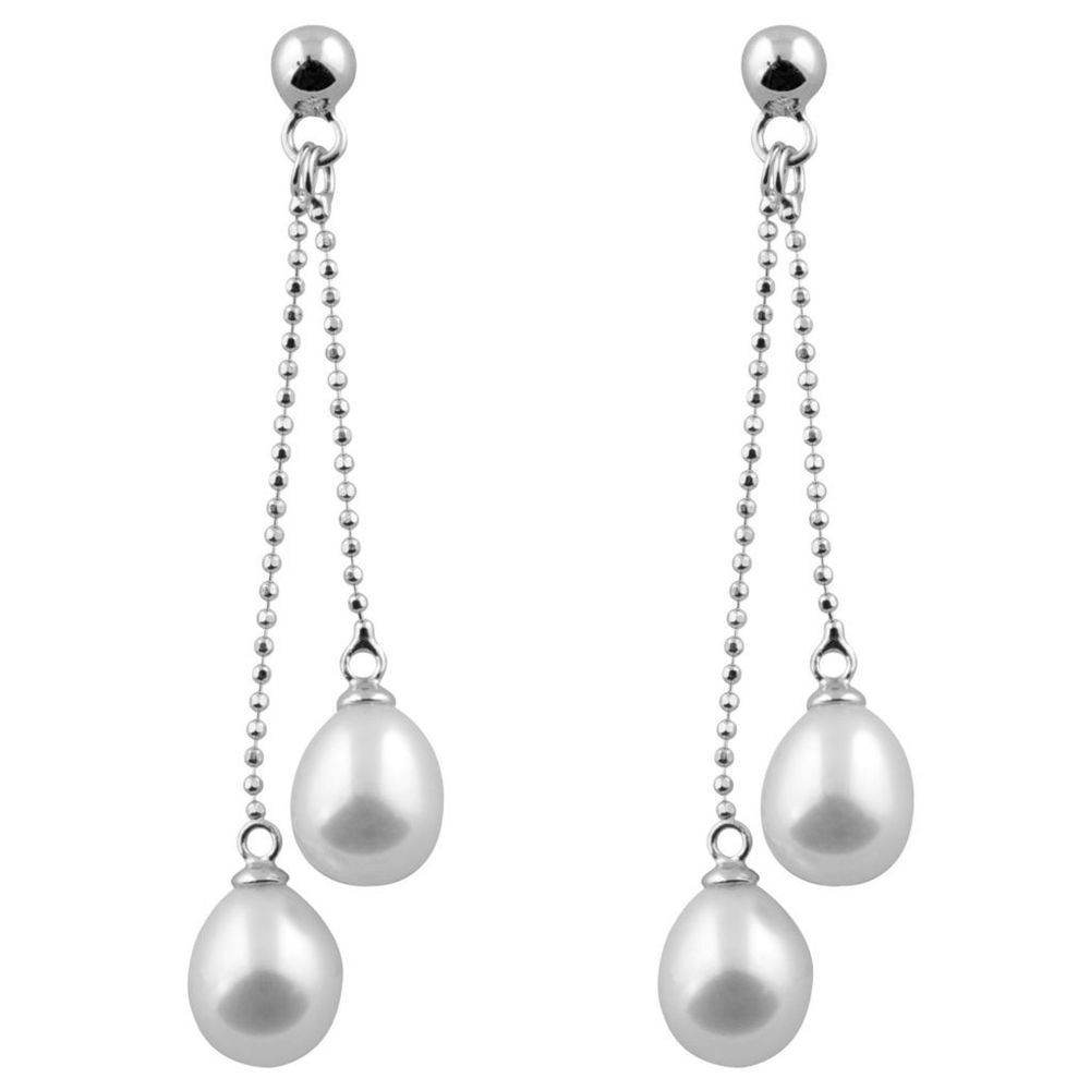 Dangling Pearl Earrings
 Sterling Silver fancy earrings Dangling rice pearls in