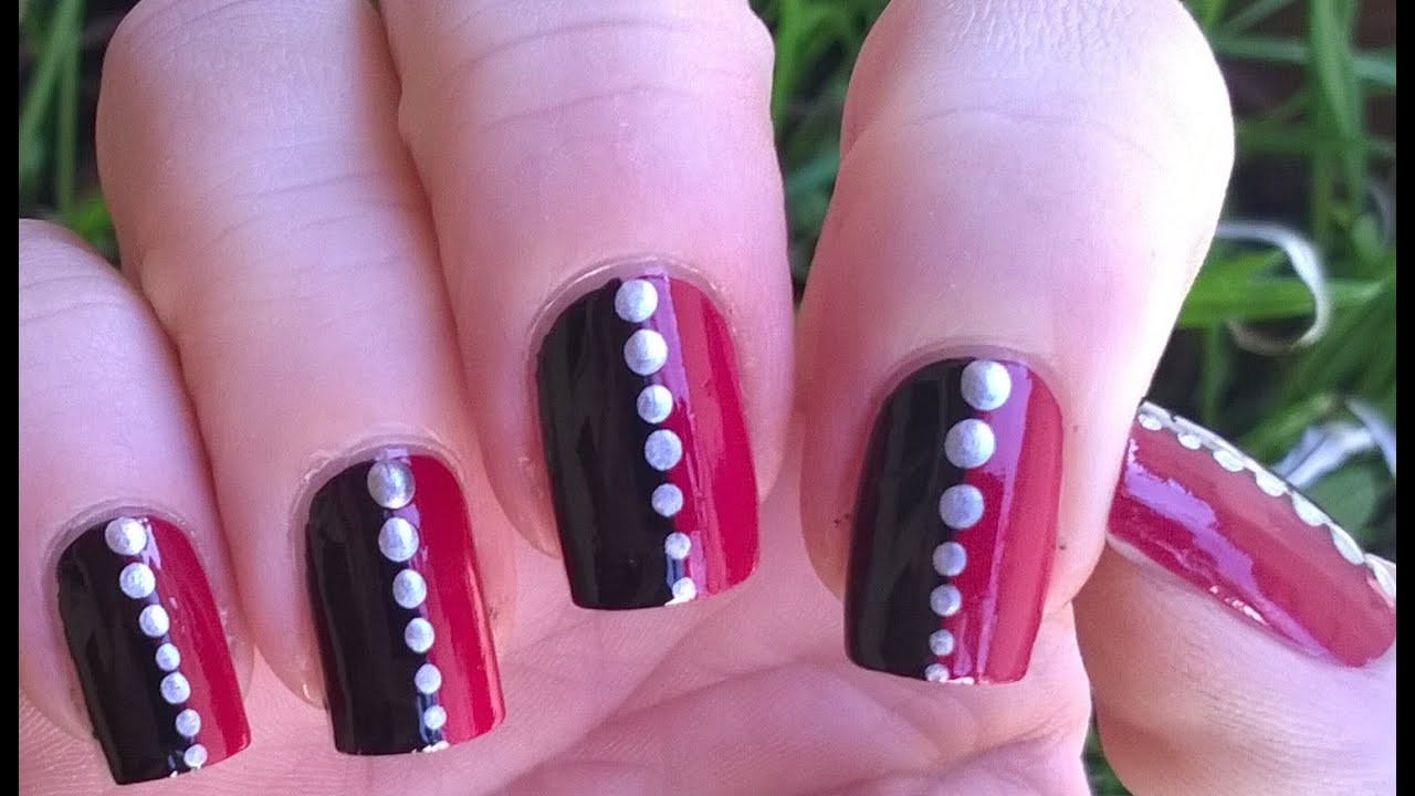 Dark Color Nail Designs
 Easy nail art designs 1 DIY Pretty black & pink