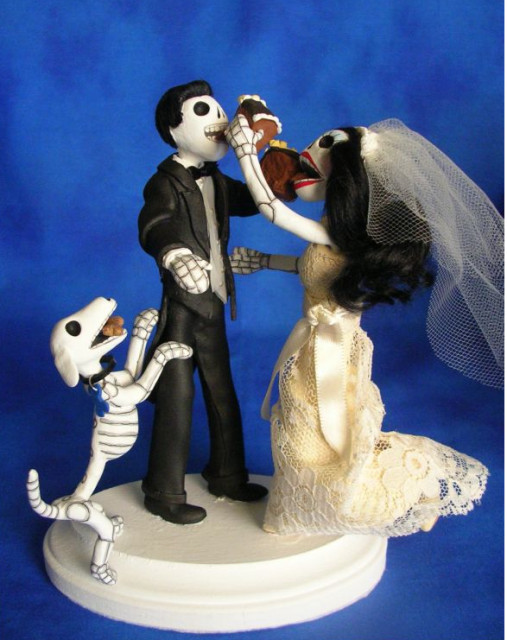 Day Of The Dead Wedding Cake Toppers
 Pic of Day of the Dead wedding cake topper with dog PNG 2