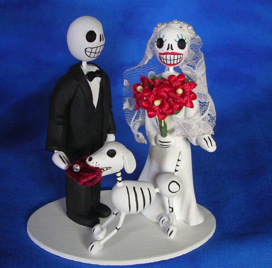 Day Of The Dead Wedding Cake Toppers
 Day of the Dead Skeleton Wedding Cake topper With Dog