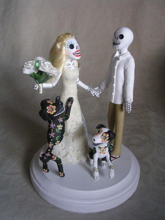 Day Of The Dead Wedding Cake Toppers
 Custom Day of the Dead Wedding Cake Topper Skeleton by