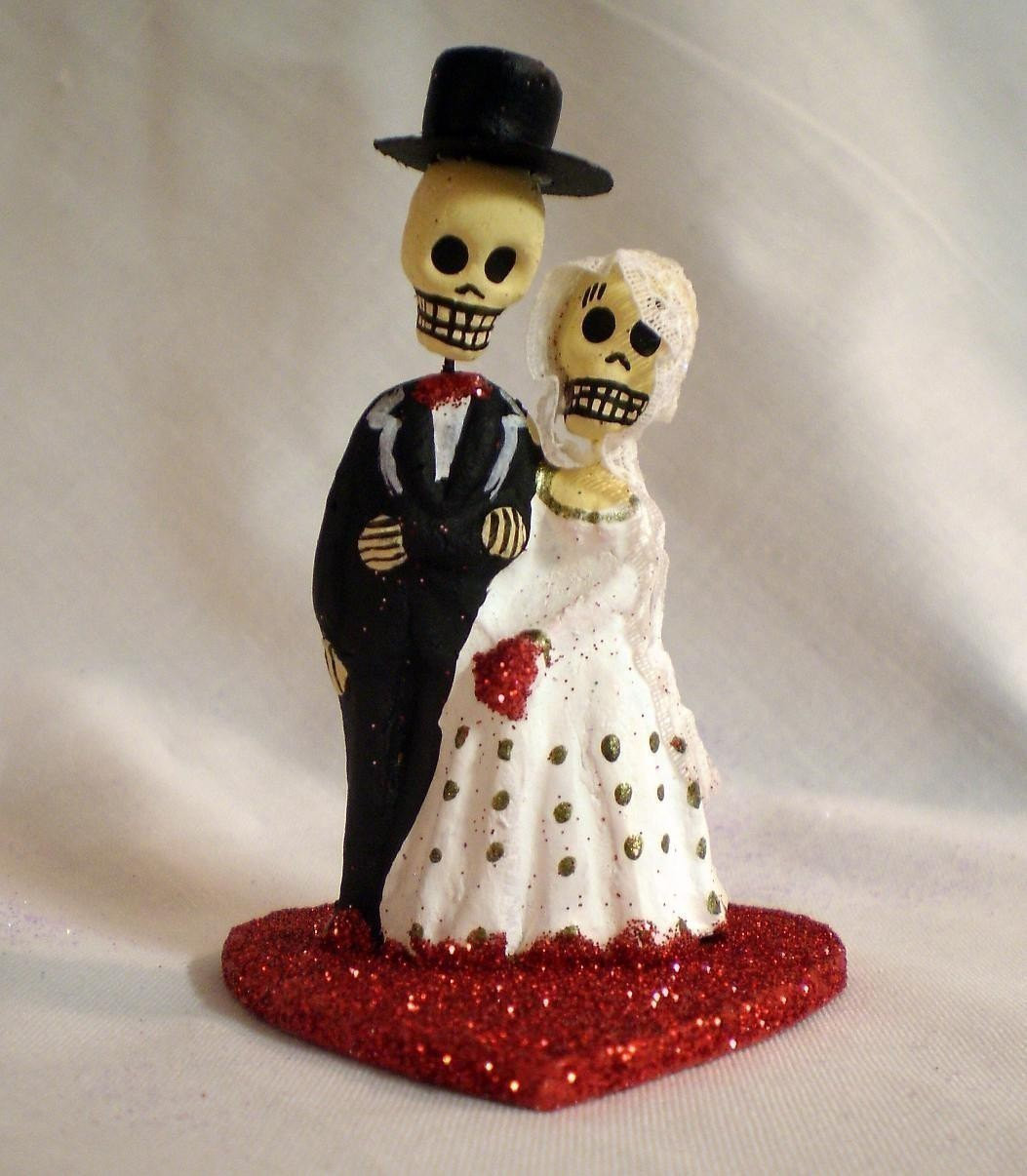 Day Of The Dead Wedding Cake Toppers
 Red Dia De Los Muertos Cake Topper Wedding Halloween Dia