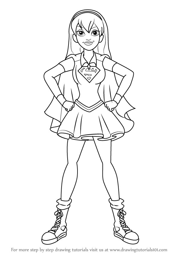 Dc Superhero Girls Coloring Pages
 Step by Step How to Draw Supergirl from DC Super Hero