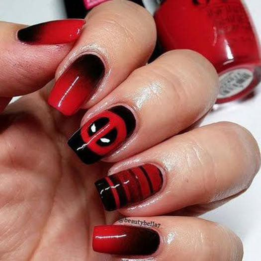 Deadpool Nail Art
 27 Powerful Nail Designs for Any ic Nerd