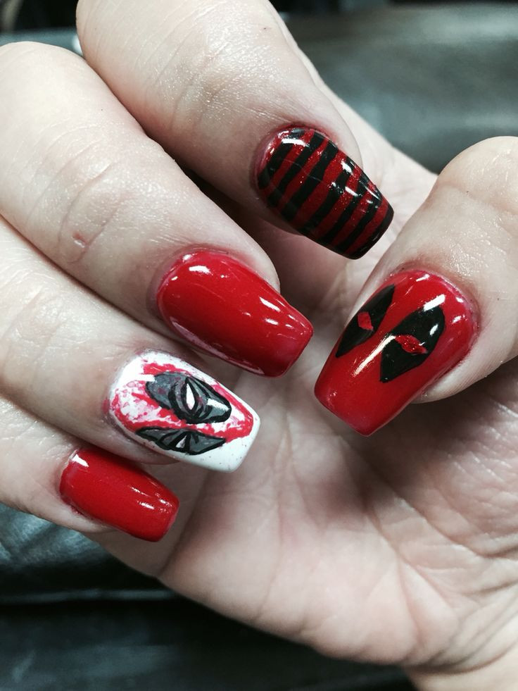 Deadpool Nail Art
 50 best Avenger nails images on Pinterest