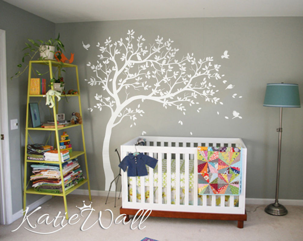 Decals For Kids Room
 Nursery wall decal white tree Kids room wall