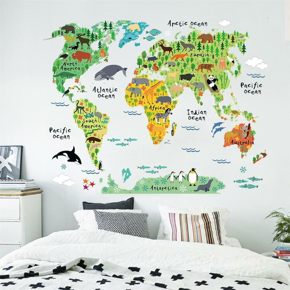 Decals For Kids Room
 Colorful World Map Kids Nursery Room Wall Stickers Home