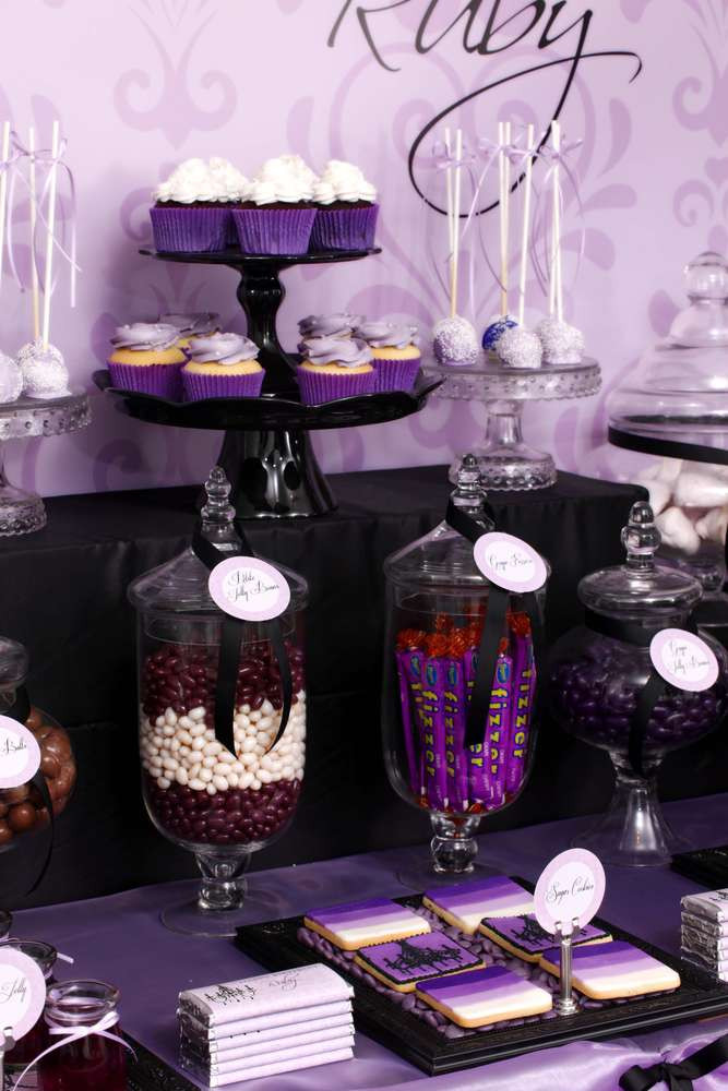 Decoration Ideas Purple Birthday Party
 Purple & Black Sophisticated Tween Birthday Party