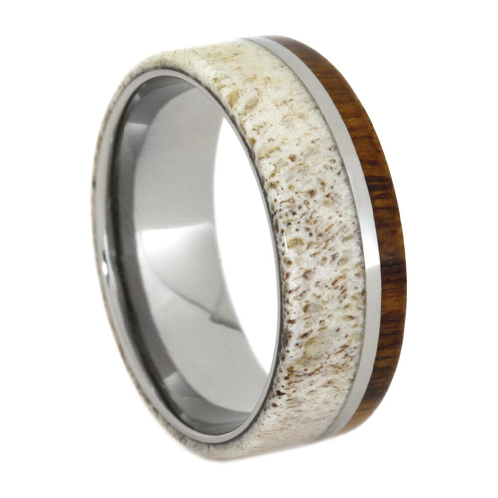 Deer Antler Wedding Rings
 Deer Antler Ring Wood Wedding Band Titanium Ring With