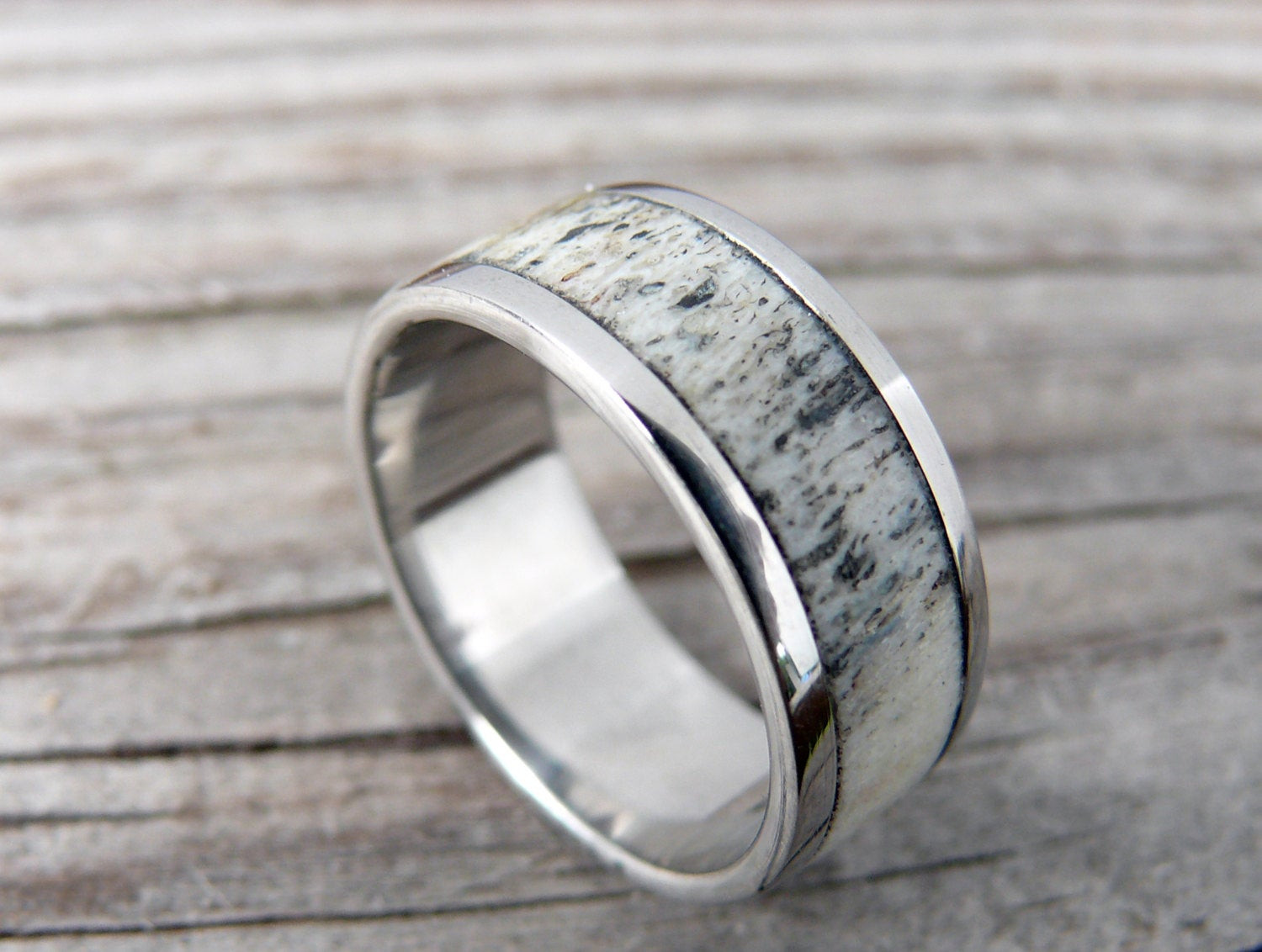 Deer Antler Wedding Rings
 Titanium Ring with Deer Antler Wedding Ring Mens by