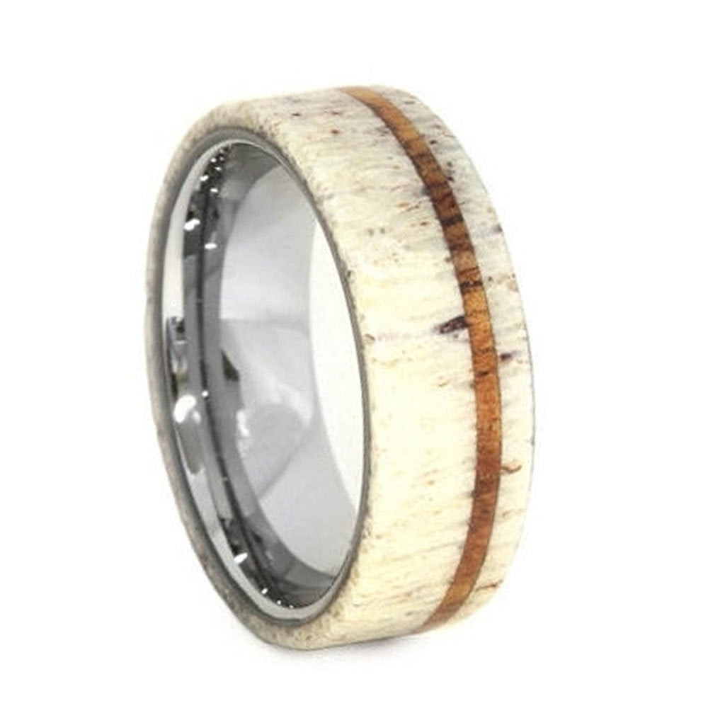 Deer Antler Wedding Rings
 Deer Antler Wedding Band Wood Ring Titanium Ring by
