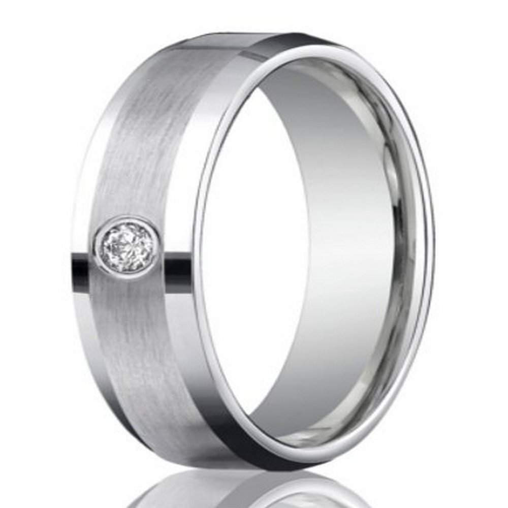 Designer Mens Wedding Bands
 6mm Men’s 950 Platinum Single Diamond Wedding Ring