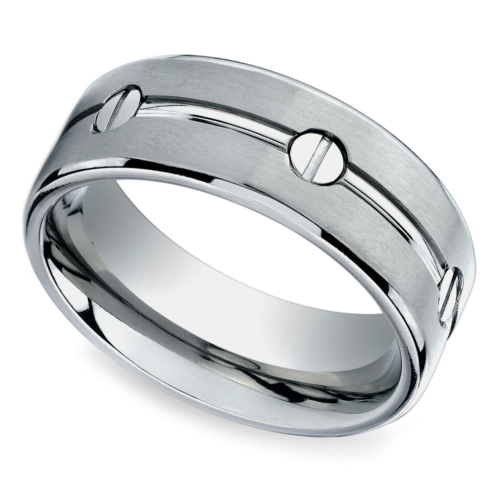 Designer Mens Wedding Bands
 Screw Design Men s Wedding Ring in Titanium