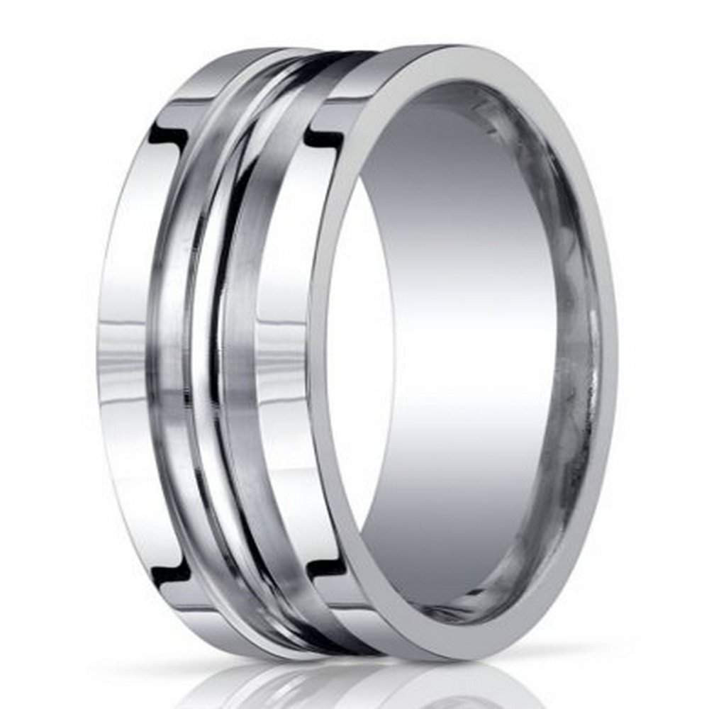 Designer Mens Wedding Bands
 10mm Designer Argentium Silver Men s Wedding Ring with
