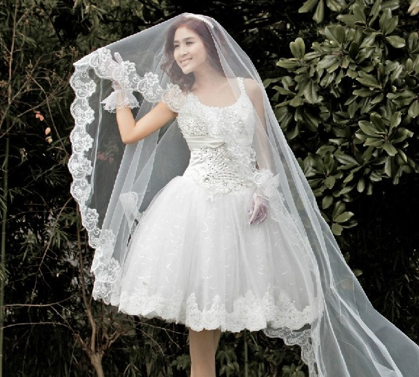 Designer Wedding Veils
 New Designer Long Lace Bridal Veil 2016 Custom Made