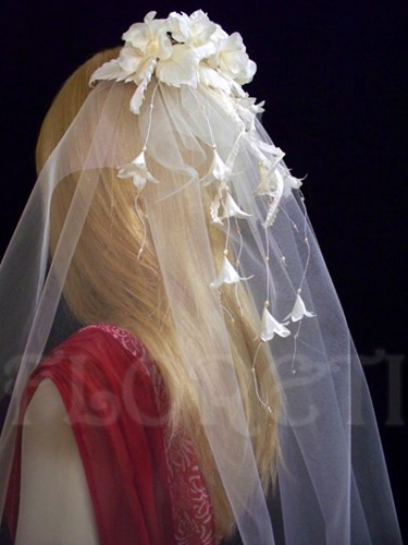 Designer Wedding Veils
 Champagne Designer Bridal Veil Double Tiered Elbow Length