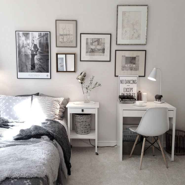 Desk For Small Bedroom
 Charming bedroom with small work space with Ikea Micke