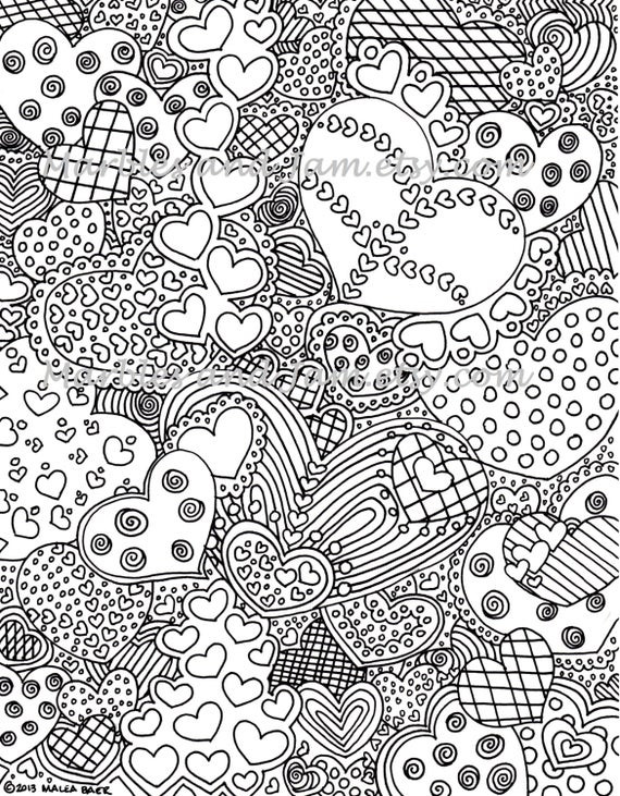 Detailed Coloring Pages For Girls
 The Hearts Have It printable adult coloring page printable