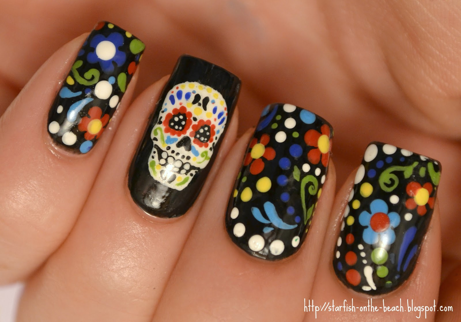 Dia De Los Muertos Nail Art
 Starfish on the Beach 2012 A Year in Review of Nail Art