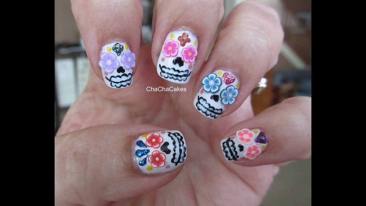 Dia De Los Muertos Nail Art
 Sugar Skulls Nail Tutorial Dia de los Muertos